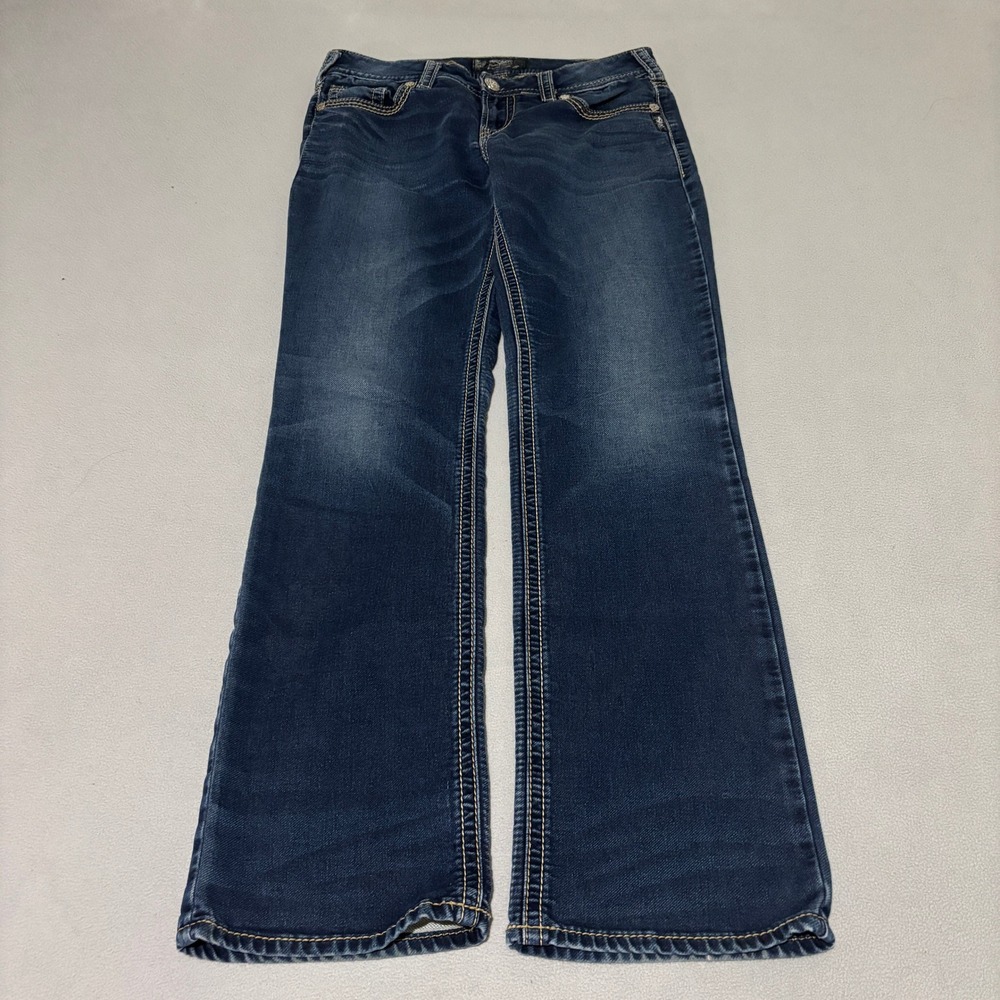 Silver Jeans Co Womens Suki Mid Baby Boot Dark Wash‎ Jeans 31x33 Classic